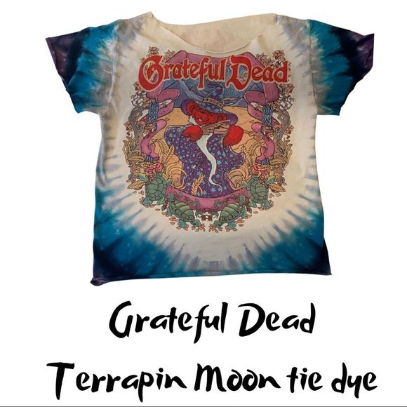 Grateful Dead Tops - Grateful Dead Terrapin Moon, Liquid Blue Tie Dye Tshirt